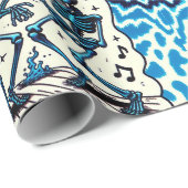 Papier Cadeau Happy Halloween Skeletons : Dance Party Cravate-Dy (Coin rond)