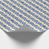 Papier Cadeau Happy Hanoukka Dreidel Blue Motif moderne (Coin)