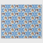 Papier Cadeau Happy Hanoukka Nom & Photos Star Motif Blue (Plat)