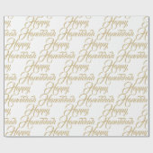 Papier Cadeau Happy Hanoukka or blanc moderne élégant script (Plat)