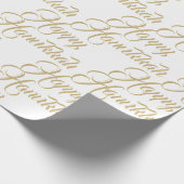 Papier Cadeau Happy Hanoukka or blanc moderne élégant script (Coin)