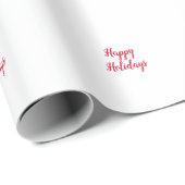 Papier Cadeau Happy holidays christmas handwriting red white (Coin rond)