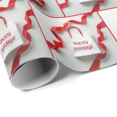 Papier Cadeau Happy Holidays Gift Bags With Red Ribbons (Coin rond)