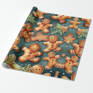 Papier Cadeau Happy Holidays Gingerbread cookies
