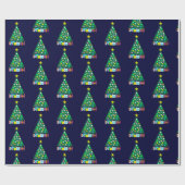 Papier Cadeau Happy Holidays Green Christmas Tree: Dark Blue (Plat)