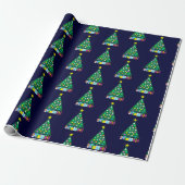 Papier Cadeau Happy Holidays Green Christmas Tree: Dark Blue (Déroulé)
