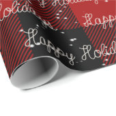 Papier Cadeau Happy Holidays Rope Text et Snowflakes Wrapping P (Coin rond)