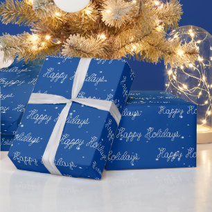 Papier Cadeau Happy Holidays Rope Text et Snowflakes Wrapping P