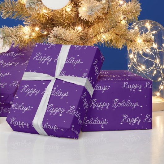 Papier Cadeau Happy Holidays Rope Texte et Snowflakes (Vacances)
