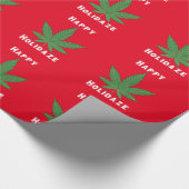 Papier Cadeau Happy Holidaze Weed Leaf Red & Green Funny Holiday (Coin)