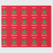 Papier Cadeau Happy Holidaze Weed Leaf Red & Green Funny Holiday (Plat)