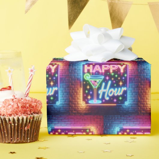 Papier Cadeau Happy Hour Sign On Rainbow Brick (Fête d'anniversaire)