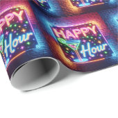 Papier Cadeau Happy Hour Sign On Rainbow Brick (Coin rond)