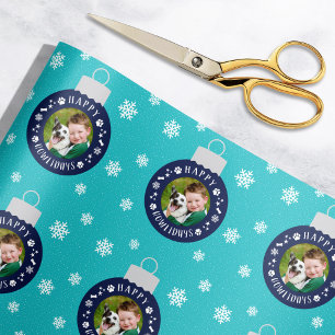 Papier Cadeau Happy Howlidays Turquoise Custom Chig Photo