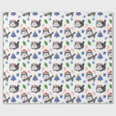 Papier Cadeau Happy Husky Motif de Noël (Plat)