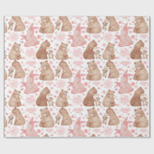 Papier Cadeau Happy Mother’s Day Cute Bear & Bunny (Plat)