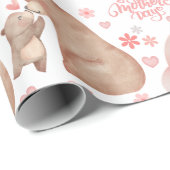 Papier Cadeau Happy Mother’s Day Cute Bear & Bunny (Coin rond)