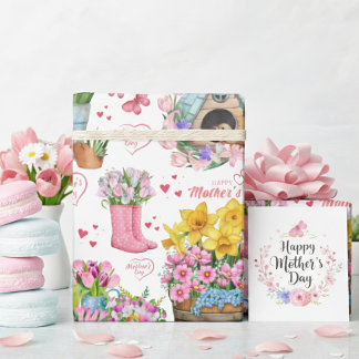 Papier Cadeau Happy Mother’s Day Floral Spring Pattern