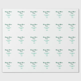 Papier Cadeau Happy new year green add family name year simple