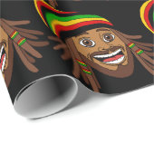 Papier Cadeau Happy Rasta Man Rastafari (Coin rond)