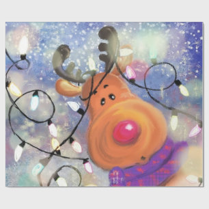 Papier Cadeau Happy Reindeer Christmas Wrapper Paper