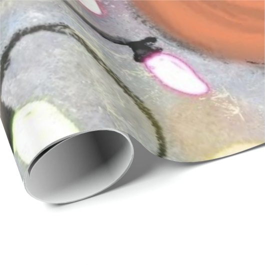 Papier Cadeau Happy Reindeer Christmas Wrapper Paper (Coin rond)