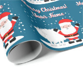 Papier Cadeau Happy Santa Claus cartoon with sheep Christmas (Coin rond)