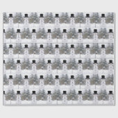 Papier Cadeau Happy Snowman Wearing a Top Hat (Plat)