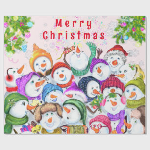 Papier Cadeau Happy Snowmans Christmas Wrapper Paper