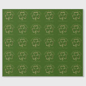 Papier Cadeau Happy St. Patrick Green et Gold Clover Shamrock (Plat)