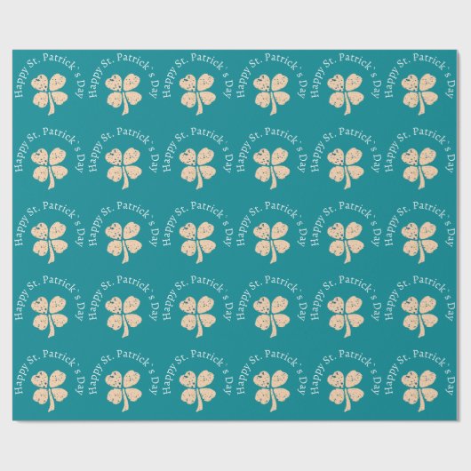 Papier Cadeau Happy St. Patrick`s Day Shamrock Clover (Plat)