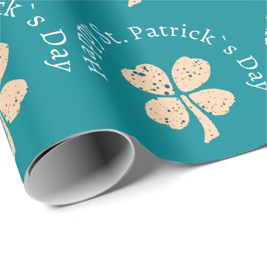 Papier Cadeau Happy St. Patrick`s Day Shamrock Clover (Coin rond)
