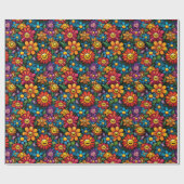 Papier Cadeau Happy Sunflowers Vector : Black Arrière - plan Des (Plat)