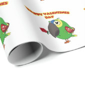 Papier Cadeau happy valentine parrot (Coin rond)