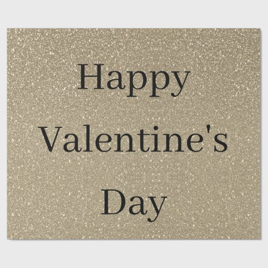 Papier Cadeau Happy Valentine's Day Glittery Gold Black Custom (Plat)