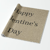 Papier Cadeau Happy Valentine's Day Glittery Gold Black Custom (Déroulé)