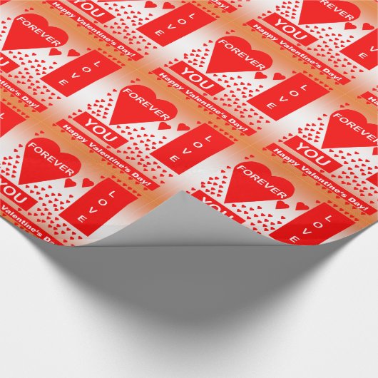 Papier Cadeau Happy Valentine's Day Text Forever Love Hearts Red (Coin)