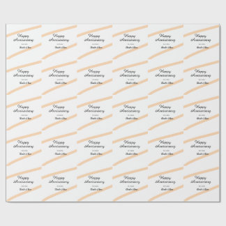 Papier Cadeau Happy wedding anniversary orange pastel lines name