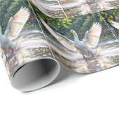 Papier Cadeau Happy White Goose In a Splash Pad (Coin rond)