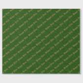Papier Cadeau Happy Yule Green et Gold Pagan papier d'enveloppem (Plat)
