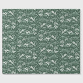Papier Cadeau Hares Neige Blanc Lapin Motif d'hiver Vert (Plat)