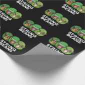 Papier Cadeau Haricots à cordes Funny Vegetable Pun Dark BG (Coin)