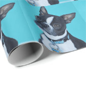 Papier Cadeau Haricots the Boston Terrier Painting (Coin rond)