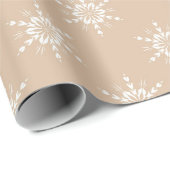 Papier Cadeau Harmonie Beige Snowflake (Coin rond)