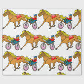 Papier Cadeau Harness Racing Cheval et conducteur (Plat)