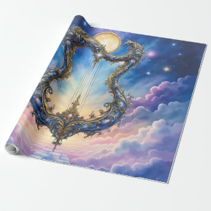 Papier Cadeau Harpe céleste au clair de lune – Art de fantasy co