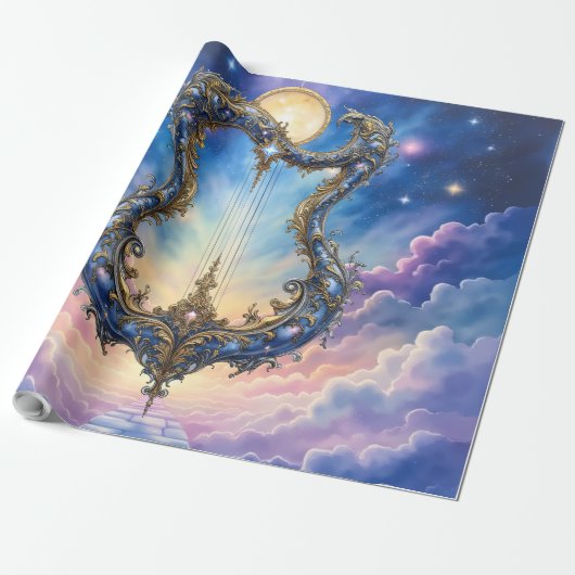 Papier Cadeau Harpe céleste au clair de lune – Art de fantasy co (Déroulé)