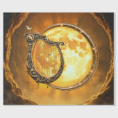 Papier Cadeau Harpe Céleste de la Lune Dorée (Plat)