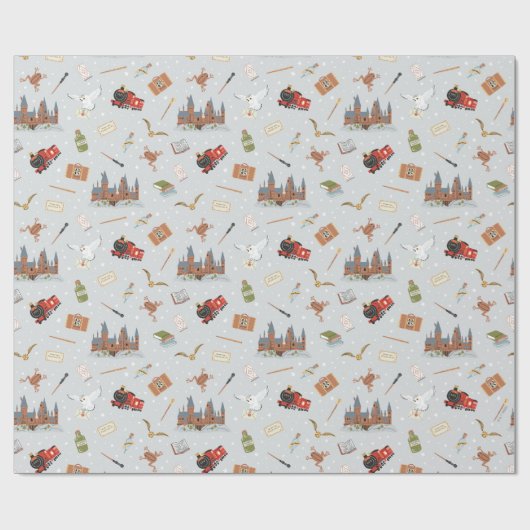 Papier Cadeau Harry Potter Cartoon Hogwarts Pattern (Plat)