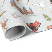 Papier Cadeau Harry Potter Cartoon Hogwarts Pattern (Coin rond)